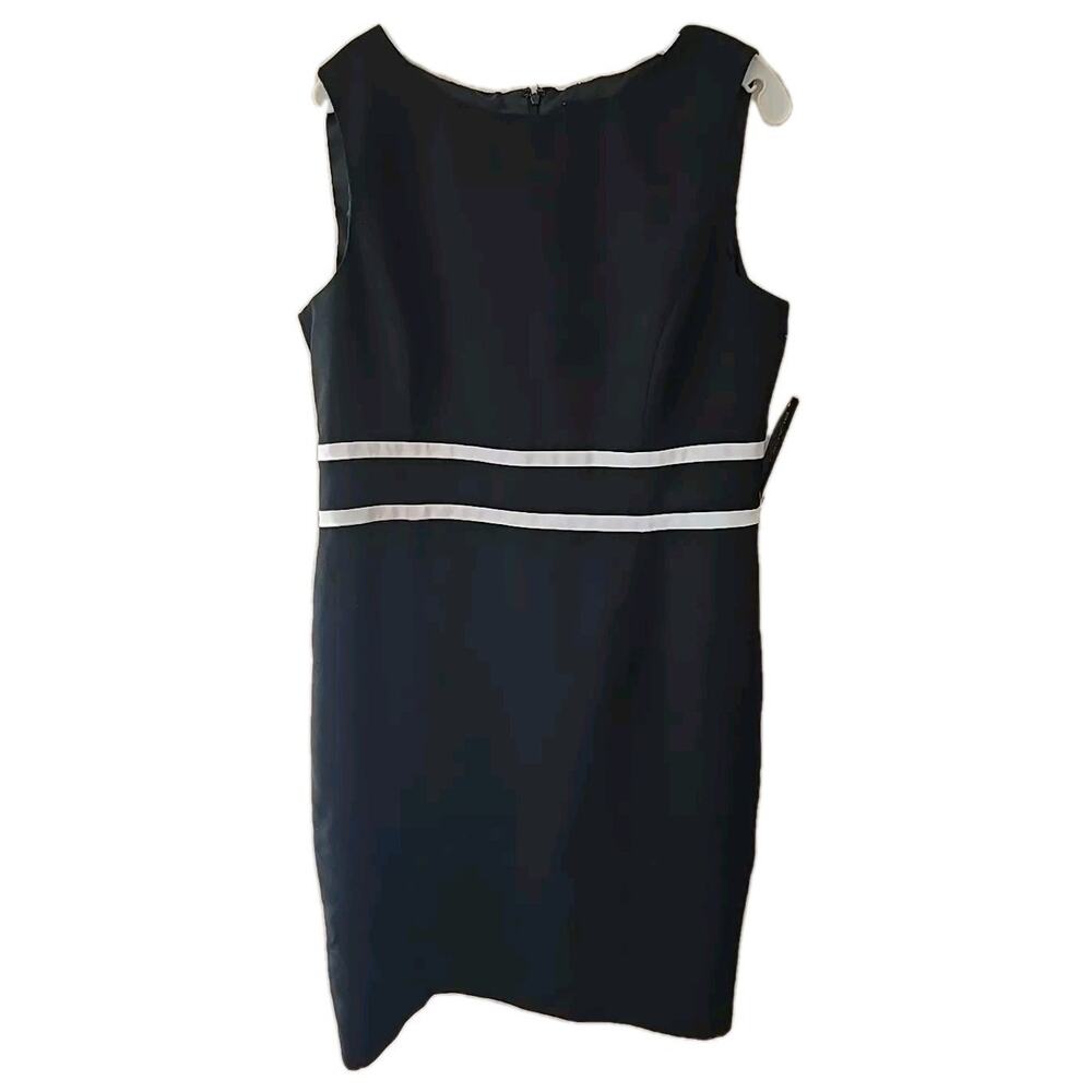 NWT Black Label by Evan-Picone Contrast-Trim‎ Sleeveless Dress Womans Size 14